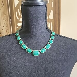 Green Faceted Stone Collar Necklace - Brand Unspecified